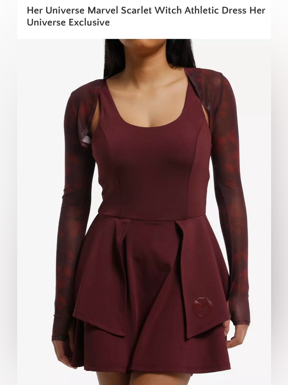 Her Universe Burgundy Athletic Dress with Sheer Shrug
